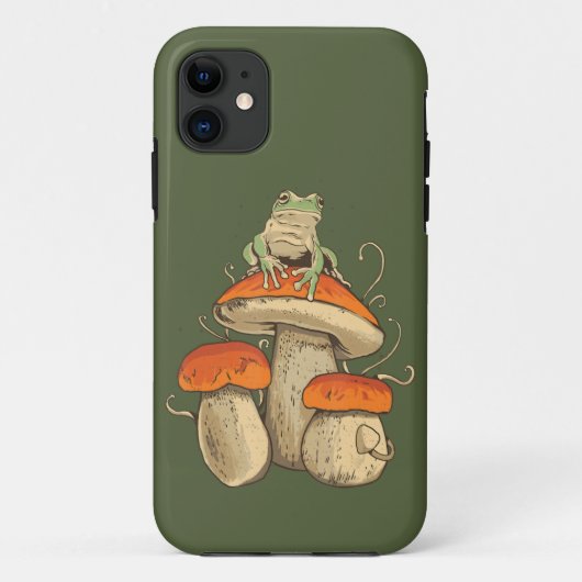 Vintage Frosch mit Pilzen Cottagecore Case-Mate iPhone Hülle (Rückseite)