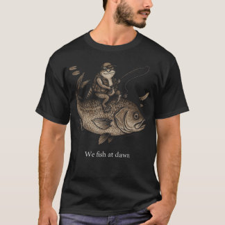 Vintage Frosch reitet auf riesigem Fisch. Wir fisc T-Shirt