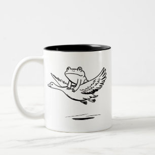 Vintage Frosch reitet Gans Natur Whimsical Tier Zweifarbige Tasse