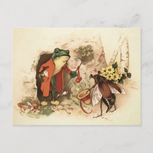 Vintage Frosch- und Käferpostkarte Postkarte