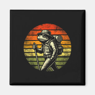 Vintage Frosch Wandern Naturliebhaber Abenteuer Magnet