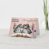 Vintage Frösche im Bett Weihnachtskarte Feiertagskarte (Vorderseite)