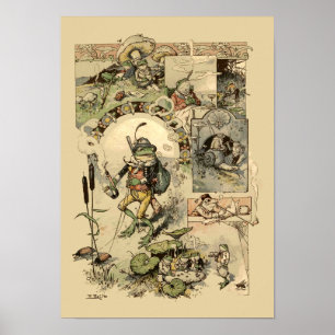 Vintage Frösche Pilze Schnecken Poster