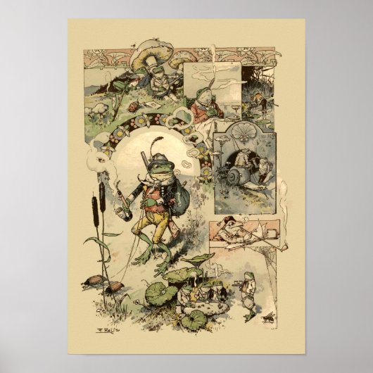 Vintage Frösche Pilze Schnecken Poster (Vorne)