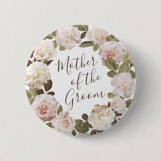Vintage-Frösche-Rosen-Mutter-des-Bräutigams-Knopf Button (Vorderseite)