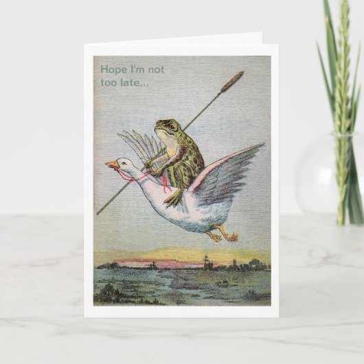 Vintage Froschgans Grube Spätgeburtskarte Karte (Vorderseite)