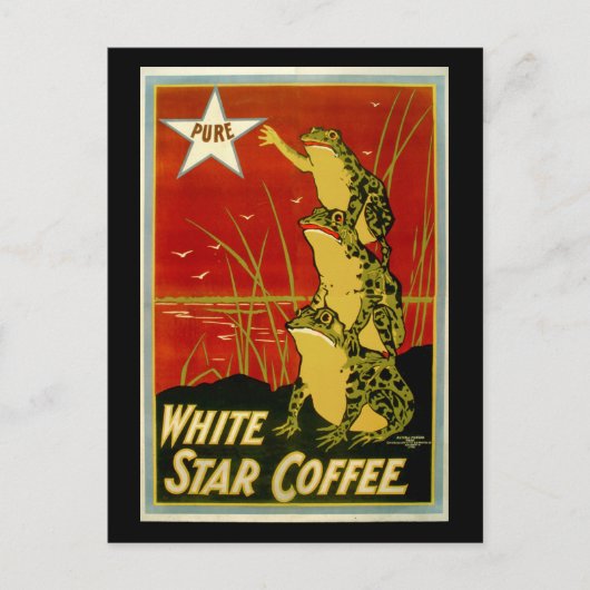 Vintage Froschkaffeemarke Postkarte (Vorderseite)