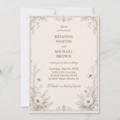Vintage-Frosted-Botanik-Ornamentik Einladung (Vorderseite)