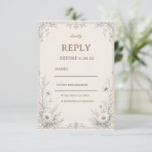 Vintage-Frosted-Botanik RSVP Karte (Stehend Vorderseite)