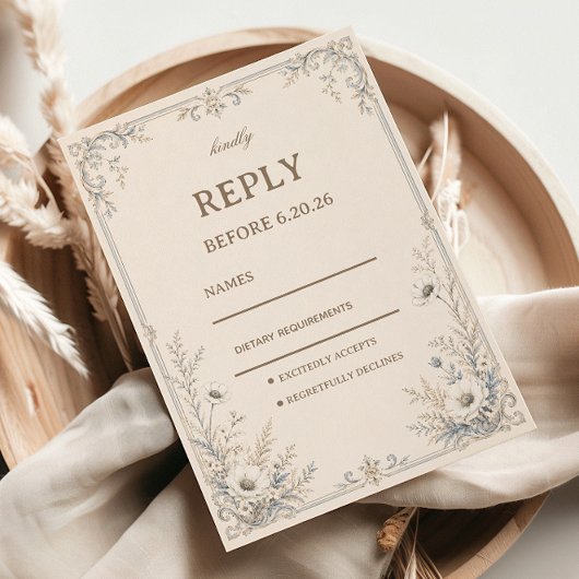 Vintage-Frosted-Botanik RSVP Karte