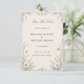 Vintage-Frosted-Botanik Save The Date (Stehend Vorderseite)