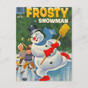 Vintage Frosty auf Rollschuhen Postkarte