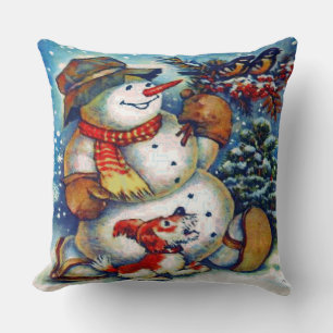 Vintage Frosty der Schneemann und Freunde ein Weih Kissen