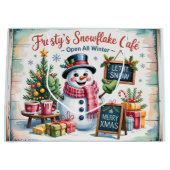 Vintage Frosty's Schneeflocken Café Große Geschenktüte (Vorderseite)