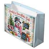 Vintage Frosty's Schneeflocken Café Große Geschenktüte (Vorderseite Schrägansicht)