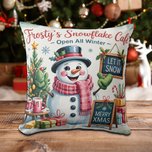 Vintage Frosty's Schneeflocken Café Kissen