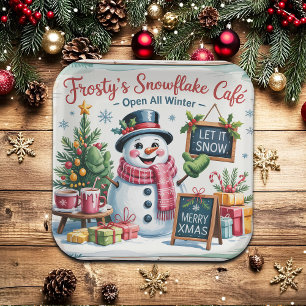 Vintage Frosty's Schneeflocken Café Pappteller
