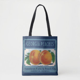 Vintage-Fruchkisten-Etiketten-Kunst, Georgia-Pfirs Tasche