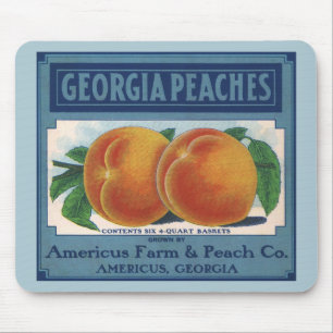 Vintage-Fruchkisten-Etikettenkunst, Georgia-Pfirsi Mousepad