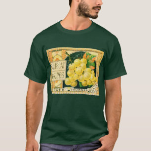 Vintage-Fruchkisten-Etikettenkunst, Muskat-Trauben T-Shirt