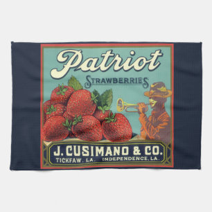 Vintage-Fruchkisten-Etikettenkunst Patriot-Erdbeer Geschirrtuch