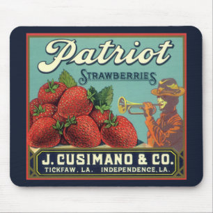 Vintage-Fruchkisten-Etikettenkunst Patriot Erdbeer Mousepad