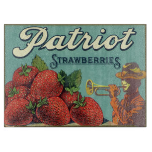 Vintage-Fruchkisten-Etikettenkunst Patriot Erdbeer Schneidebrett