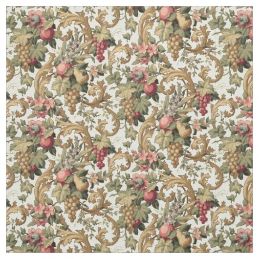 Vintage-Frucht-Blumen- und Traubenmuster Stoff (Muster)