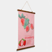 Vintage-Frucht-Erdbeere-Botanik-Erdbeere Wandteppich Mit Holzrahmen (Gewinkelt)