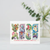 Vintage-Frucht- und Blumenalphabet A-D Postkarte (Stehend Vorderseite)