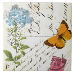 Vintage Frucht und Blumenpostkarten… Fliese