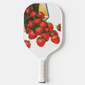 Vintage Früchte, Bio Erdbeeren und Kirschen Pickleball Schläger (Rückseite)