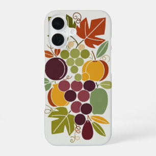 Vintage-Früchte mit stilisierten Trauben iPhone 16 Hülle