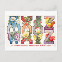 Vintage Früchte- und Blumenalphabet W-Z