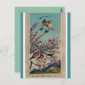 Vintage Früchte und Kirschblüten glücklich Neues J Postkarte (Vorne/Hinten)