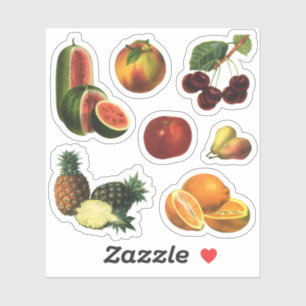 Vintage Früchte, Wassermelone, Ananas, Kirschen Aufkleber