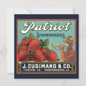 Vintage Früchteetiketten Erdbeeren Einladung (Vorderseite)