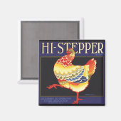 Vintage Fruchtkäfige Label Art, Hi Stepper Chicken Magnet (Vorderseite/Rückseite)