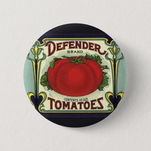 Vintage Fruchtkästen-Etikett Art, Verteidiger Toma Button (Vorderseite)