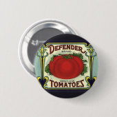 Vintage Fruchtkästen-Etikett Art, Verteidiger Toma Button (Vorne & Hinten)