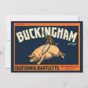 Vintage-Fruchtkisten-Etikett-Kunst Cowboy auf Schw