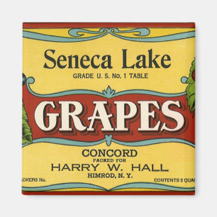 Vintage-Fruchtkisten-Etiketten-Kunst, Seneca Lake Magnet