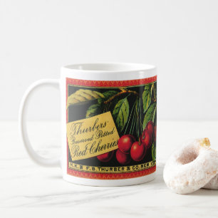 Vintage-Fruchtkisten-Etiketten-Kunst, Thurber-Kirs Kaffeetasse