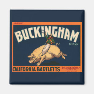 Vintage-Fruchtkisten-Etikettenkunst Cowboy auf Sch Magnet