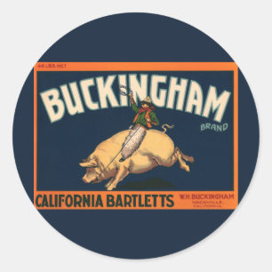 Vintage-Fruchtkisten-Etikettenkunst Cowboy auf Sch Runder Aufkleber