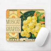 Vintage-Fruchtkisten-Etikettenkunst, Muskat-Traube Mousepad (Mit Mouse)