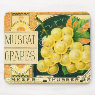 Vintage-Fruchtkisten-Etikettenkunst, Muskat-Traube Mousepad