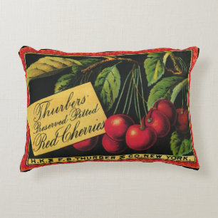 Vintage-Fruchtkisten-Etikettenkunst, Thurber-Kirsc Dekokissen