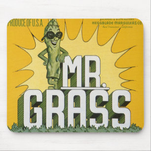 Vintage-Fruchtkistenetikett-Kunst Mr. Grass Sparge Mousepad