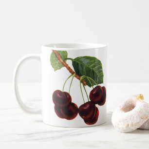 Vintage-Fruchtlebensmittel, reife Kirschen von ein Kaffeetasse